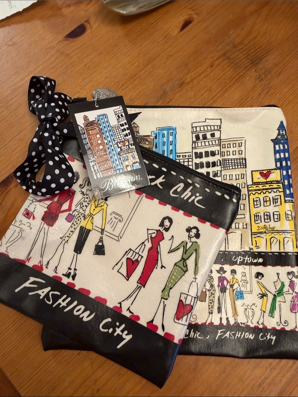 Bright Fashion City Canvas Pouch Set - Cream with Black Trim